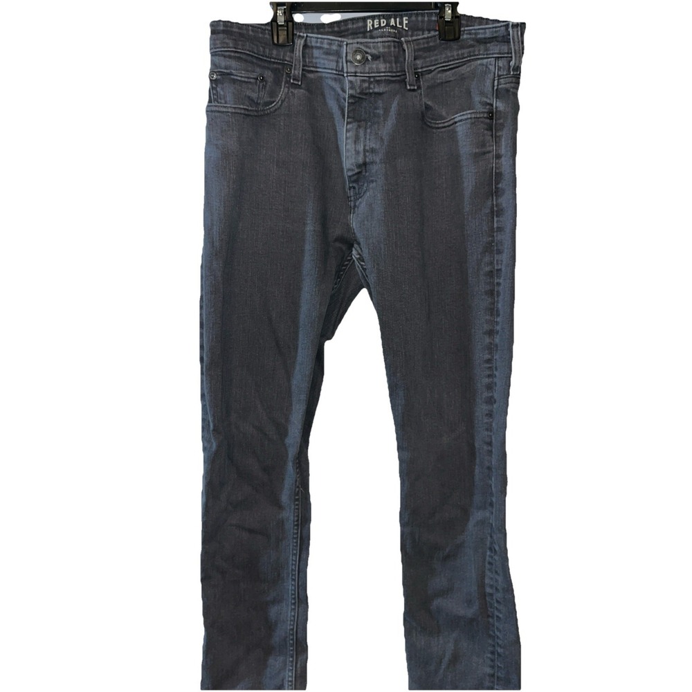 Red Ale by Alesbury 34x30 Slim Straight Leg 5 Pocket Mens Jeans Washed Grey